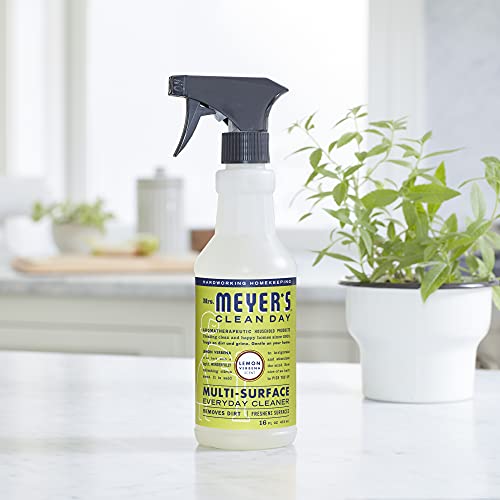 Mrs. Meyer's Multi-Surface Cleaner Spray, раствор для ежедневной очистки столешниц, полов, стен и многого другого, лимонная вербена, 16 жидких унций в аэрозольном баллончике