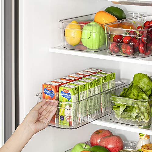 Органайзеры для холодильника HOOJO - 8 прозрачных пластиковых контейнеров для холодильника, морозильной камеры, кухонного шкафа, организации и хранения кладовой, органайзер для холодильника без BPA, 12,5