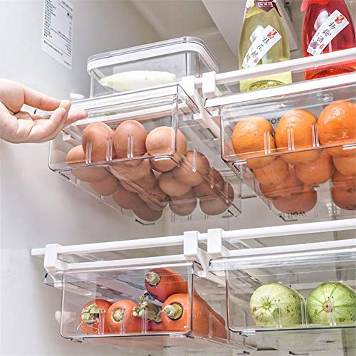 Органайзер для ящиков холодильника YekouMax, ящики-органайзеры для холодильника, выдвижной ящик с ручкой, ящик для хранения полки для холодильника, прозрачный контейнер для еды, напитков, подходит для полки холодильника до 0,6